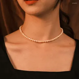 Pendant Necklaces INS Style Simple 6mm Imitate Pearl Choker Necklace For Women Fashion Jewellery Bridesmaid Chain Wholesale