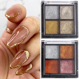 Acrylic Powders Liquids 4 Colours Solid Chrome Nail Powder Gold Silver Mirror Effect for Nails Pink Purple Metallic Rubbing Dust Manicure Pigment GLXGHF 231017