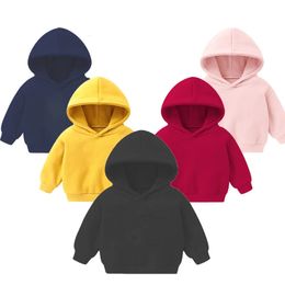 Pullover Kids Hooded Sweater Toddler Children Clothes Solid Plain Hoodie Sweatshirt Tops Girl Boys Autumn Winter Coat Costume 231017