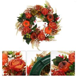 Decorative Flowers Wreath Halloween Ornaments Flower Front Door Adornment Hanging Wall Eucalyptus Leaf Artificial Plastic Decor