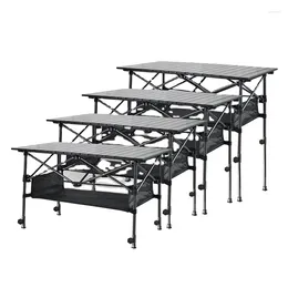 Camp Furniture Selling Adjustable Height Folding Rectangle Table Outdoor Camping Aluminum Alloy Bbq Picnic