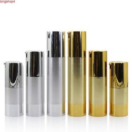 15/30ml Gold Wire-drawing Empty Cosmetic Airless Bottle Portable Refillable Pump Dispenser For Travel Lotion 100pcs SN137goods Bllma Mnpfw