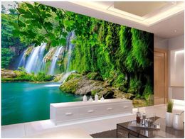 Wallpapers Custom Mural 3d Po Wallpaper Mountain Stream Water Waterfall Green Landscape Living Room Home Decor For Wall 3 D