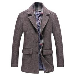 Men's Wool Blends Men Winter Cashmere Business Casual Trench Coats Man Warm Overcoats Quality Male Long Jackets 231017