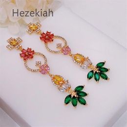 Hezekiah 925 Tremella needle Lady noble Coloured zircon Earrings Tassel Eardrop luxurious fashion Shiny Dance party 2819