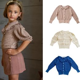 Cardigan Soor Ploom Brand Dzieci swetry jesienne dziewczyny urocze dzianie swetra niemowlę dziecięce maluch moda bawełniana wieżowa topy ubrania 231017