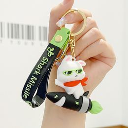 Shark Missile Soaring Rabbit Keychain Pendant Female Cute Exquisite Car Keychain Bookbag Pendant