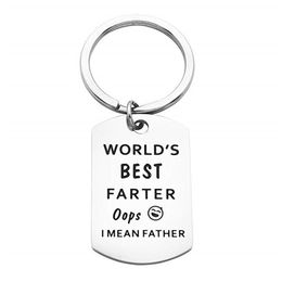 Fathers Gift Key Ring World's Farter Ever Oops I Mean Father Dad Mother Keychain Titanium Steel Keyring Family Jewelry D247T