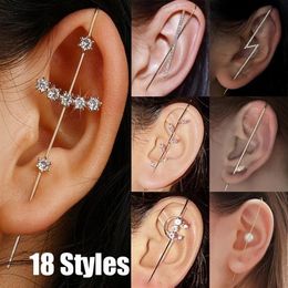 18K Gold Charm Earmuffs for Women Girls Wrap-around Crawler Hook Long Earrings Unique Hypoallergenic Stud Climber Jewellery Valentin229W