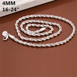 Men's Sterling Silver Plated Twinkling rope Chains necklace 4MM GSSN067 fashion lovely 925 silver plate jewelry necklaces cha289g