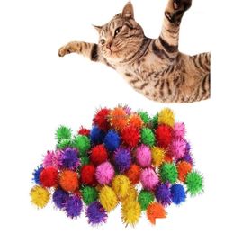 Cat Toys 100Pcslot Colorf Mini Sparkly Glitter Tinsel Balls Small Pom Ball For Toys13816930 Drop Delivery Home Garden Pet Supplies Dh84V