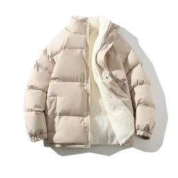 Men's Down Parkas Winter Jacket Men Streetwear Fleece Coat Male Loose Bubble Warm Stand Collar Coats Unisex Puffer Clothes 231017