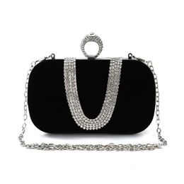 Evening Bags Luxury Women Evening Bags Diamond Clutch Bag Party Diamonds Lady Black Red Chain Shoulder Handbags for Purse 231016