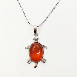 qimoshi Health and longevity natural Jewellery stone turtle pendant necklace unisex parents meaning birthday gift 12 pieces3319