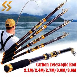 Boat Fishing Rods Sougayilang 2 1M 2 4M 2 7M 3 0M Spinning Rod Ultralight Carbon Fiber Portable Telescopic Pole for Trout Carp 231017