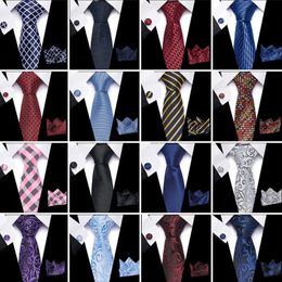 Neck Ties 3PCS Set Necktie Pocket Square Cufflinks For Shirts Suit Mens Business Daily Outfit Wedding Tie Cufflinks Set 3pcs Handkerchief 231013