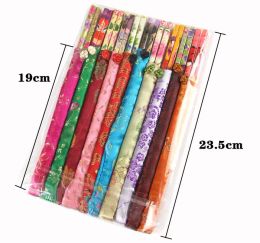 Simple Unique Disposable Bamboo Wedding Chopsticks Favours With Silk Pouch 10pair / lot