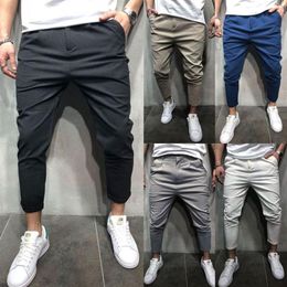 Men's Pants Arrival Men Pencil Solid Harem Man Zip Pockets Slim Fit Straight Leg Trousers Casual Jogger Cargo225u