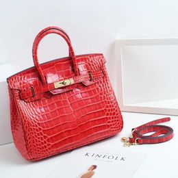 Genuine Leather Handbag Bag Crocodile Fashion Versatile Women's Large Bag Cow Leather Shaped One Shoulder Messenger Bag with Logo