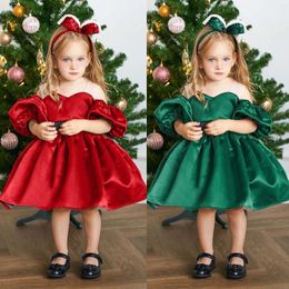 Girl Dresses Christmas Dress For Girls 1st Toddler Kid Baby Party Princess Gown Formal Clothes Green Santa Years Costume Christening