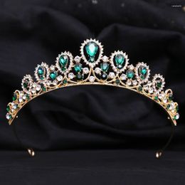 Hair Clips KMVEXO Red Crystal Crowns And Tiaras Baroque Vintage Crown Tiara For Women Bride Pageant Prom Diadem Wedding Accessories