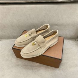 Loro Casual shoes Designer pianas Dress Shoes Mens Shoes Suede Loafers Classic Style Handmade Breathable Flat Sneakers Canvas Shoe