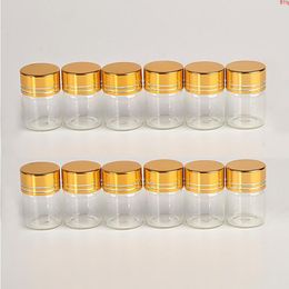 5ml Glass Bottles Aluminium Cap Golden lid Empty Transparent Clear Liquid Gift Container Wishing Jars 50pcsgood qty Uqmrd