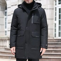 Men's Down Parkas Winter Coat Men Thicken Hooded Parka Long Sleeve Puffer Jacket Warm Business Casual Pockets Clothing Mens Jackets Windproof 231017