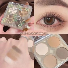 Eye Shadow Fourcolor Eyeshadow Palette Flower Eyeshadow Pearlescent Matte Earth Color Eye Shadow Waterproof Longlasting Makeup Cosmetics 231016