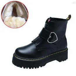 Frauenplattform 111 Stiefel lieben Soled Motorrad Dicke Knopf Muffin Knöchel Bota Feminina Branca P653 28 86