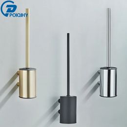 Toilet Brushes Holders Brushed Gold Toilet Brush Holder Wall Mounted Multi-Colors Stainless Steel Bathroom Toilet Brushes Cleaning Storage Accessories 231013