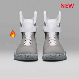 2024 HOT Back To The Future Air Mag Sneakers Marty Mcfly's Led Shoes Glow In Dark Grey Mcflys Sneakers US6-14