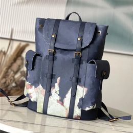 Designer luxury Backpacks Christopher Rucksack Macassar Rucksack Bag Double Shoulder Straps School BAg M46805 Blue Color High Capacity For Travel 7A Best Quality