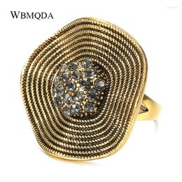 Cluster Rings Wbmqda Unique Grey Crystal Ring For Women Party Accessories Antique Gold Colour Vintage Wedding Jewellery Luxury Gifts 2023