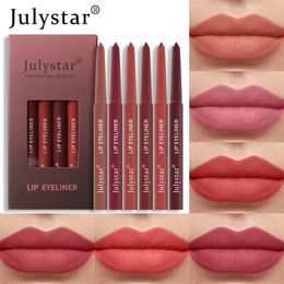 Lip Pencils 6 Colour Matte Lipstick Pen Set Waterproof Sweatproof Lip Liner Pencil Contour Makeup Sexy Red Lip Stick Long Lasting Cosmetics 231016