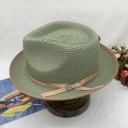 Berets Straw Jazz Hat For Men's And Women's Handmade Woven Sunshade With Summer Binding Color Matching Design