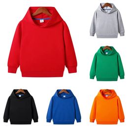 Pullover 2-12Years Autumn Winter Clothing Soft Cotton Hoodies Hooded Sweatshirts Boys Girls Solid Warm Kids Long Sleeve Pullover Tops 231017