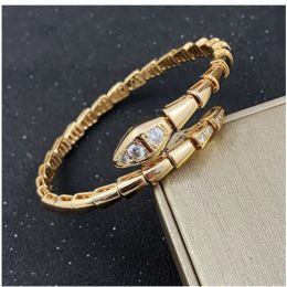 Fashion titanium steel bracelet rose gold inlaid diamond star bracelet European and American couples fashion light luxury snake bone bracelet