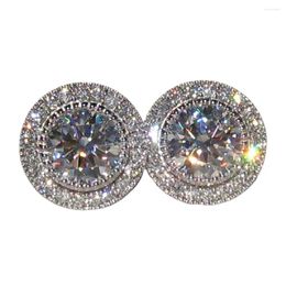 Backs Earrings Stylish And Elegant Ear Studs For Women - Sparkling Round Cubic Zirconia Inlaid Affordable High-Quality Jewellery Accessories