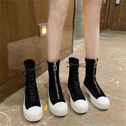 New British Style Martin Boots for Women Women Spring and Autumn Single Mid Tube Elastic Socks Fashion 220726