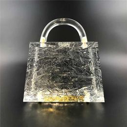 Totes Clear Crack Ladies Hand Holding Crystal Bag Party Wedding TransparenClutch Purse Luxury Designerstylishhandbagsstore