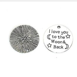 100pcs Antique Silver I Love You to the Moon and Back Charms Pendants 25mm2751