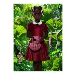 Ruud van Empel Standing In Green Painting Red Dress Poster Print Home Decor Framed Or Unframed Popaper Material4278281