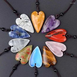 Pendant Necklaces Big Size Heart Natural Stone Necklace For Women Reiki Raw Mineral Crystal Quartz Choker Healing Fashion Jewellery