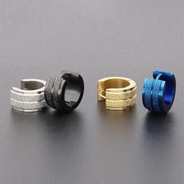 Hoop & Huggie 1 Pair Colour Blue Gold Earrings Small Circle Fashion Stainless Steel Men Women Jewellery Accessories336C