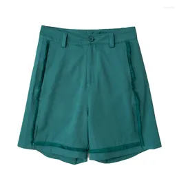 Women's Shorts Summer Autumn Original Niche Designer Ruffled Tassels Draped Green Casual Straight Leg Trouser