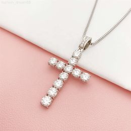 Bling moissanite 925 sliver gold pendant men fine Jewellery silver cross pendent necklace