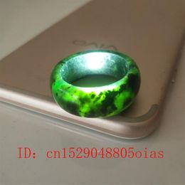 Natural Black Green Hetian Jade Ring Chinese Jadeite Amulet Obsidian Charm Jewellery Hand Carved Crafts Gifts for Women Men259j