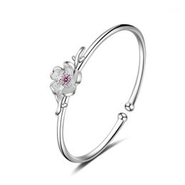 Bangle Whole Silver Plated Fashion Cherry Blossoms Flower Ladies Bangles Jewellery Women Girls Birthday Gift No Fade1349S