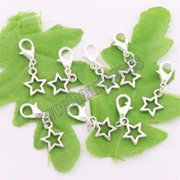 Open Star Lobster Claw Clasp Charm Beads 200pcs lot Antique Silver Bronze Jewellery DIY C138 10 5x24 5mm2817